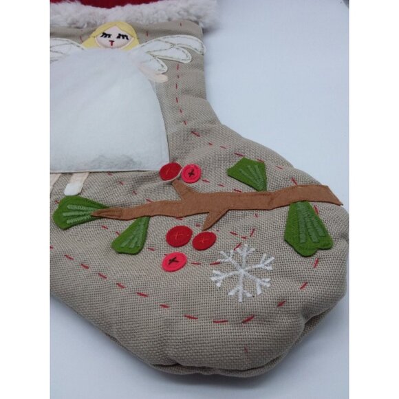 Pottery Barn Kids Sadie Angel Woodland Christmas Holiday Stocking  Quilted Xmas - Picture 4 of 12